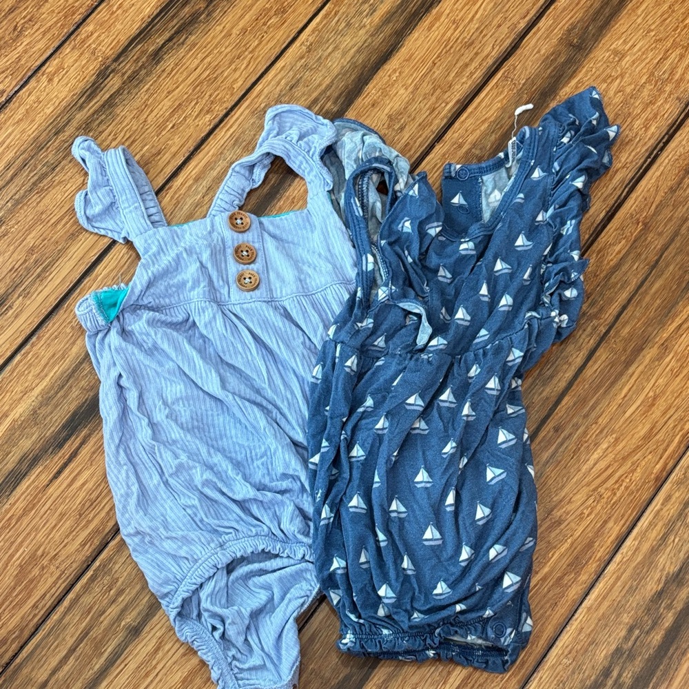 Posh Peanut Light Blue & Navy One-Piece Set